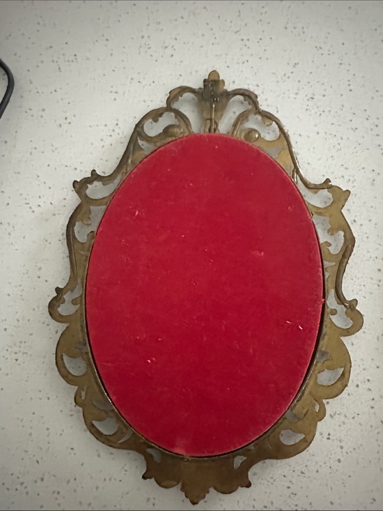 Vintage Brass Oval floral  Convex